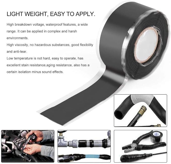 Self-Fusing Silicone Tape, Stretchable Waterproof Tape, Electrical Wires Wrap Emergency Pipe & Plumbing Repair Tape, 2.5cmx1.5m, White