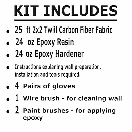 25 ft - Carbon Fiber-Basement Wall Crack Repair Kit - Carbon Fiber Foundation Wall Repair - Easy DIY Repair Includes Epoxy, Tools & Safety Gear