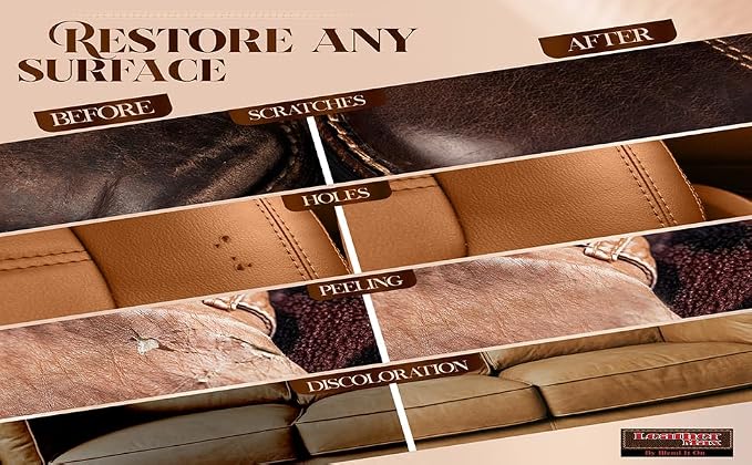 Blend It On XL Leather/Vinyl Repair Kit Now with 6 Ounces for Furniture, Jacket, Sofa, Car Seat, Boots, Easy Instructions to Match Colors, Restore Any Material No Mixing Chart Needed (Neutral Mix)