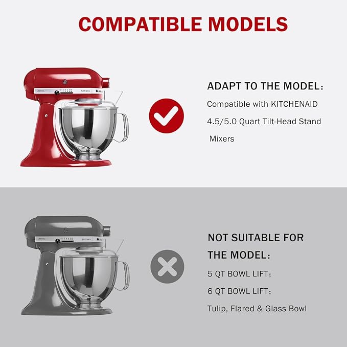 Flex Edge Beater for Kitchenaid 4.5/5 Qt Tilt-Head Mixer – Flexible Silicone Edge Paddle, Auto-Scrape Bowl Scraper, Dishwasher Safe– For Kitchenaid Accessories and Attachments (Black)