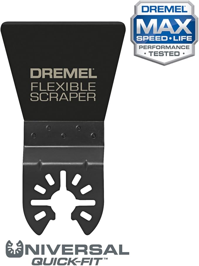 Dremel MM610 Oscillating Tool Flexible Scraper Blade, Ideal for Removal of Soft Materials - Universal Quick-Fit Interface Fits Bosch, Milwaukee, Makita, and Rockwell, Black