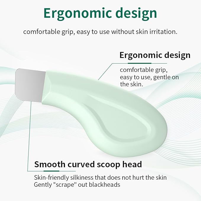Blackhead Remover Tool, Stainless Steel Face Scraper, Manual Skin Scrubber Face Spatula with Silicone Cover for Nose, Chin and T-Zone, Skin Care Tool for Men and Women(Green