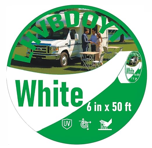 RV Roof Sealant Tape - Grade Waterproof Repair Tape for RV & Camper, All-Weather UV Resistant Adhesive for Roof Seals, Vents & Seams, Heavy Duty Leak Protection (White, 6in x 50 ft)