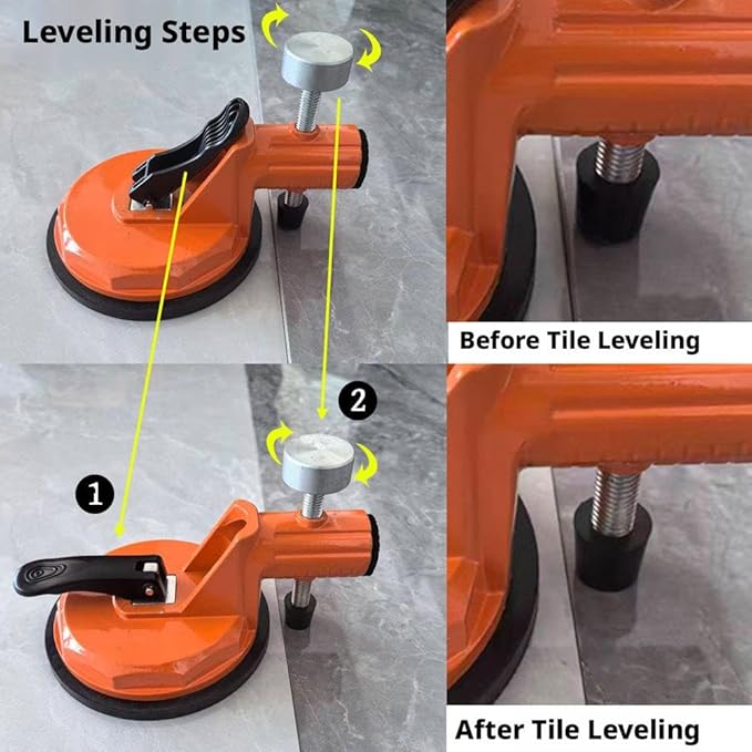 Floor Gap Fixer Tool,Laminate Flooring Tools with Enhanced Vacuum Suction Cup,Tile Countertop Installation Tool,Heavy Duty Plank Grabber for Glass Stone Slab Vinyl Flooring Gap Repair (Orange 1pcs)