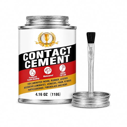 Contact Cement Adhesive, Neoprene Rubber Cement with Brush for Repairs | Strong neoprene bond, fixes cracks and debonds, brush applicator, ideal for wood, rubber, leather, furniture, crafts