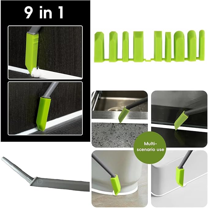 Silicone Caulking Tools Caulk Silicone Sealant Finishing Tool with 9 Rubber Tips Spreader Spatulas Applicator for Tight Spaces Kitchen Window Sink Tile Grout Windshield Adhesive Glass Glue