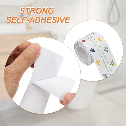 PATIKIL Caulk Tape Waterproof Self Adhesive, PVC Toilet Caulking Sealant Strip Bathtub Caulk Sealing Strip Tape for Bathroom Kitchen Countertop, Spring Flowers (1.5 Inch x 5 Ft)