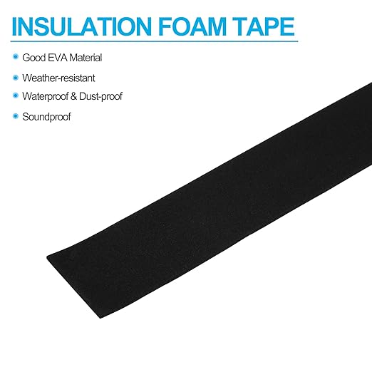 PATIKIL 2" W x 5/64" T x 16.4Ft EVA Single Sided Foam Tape, 2Pcs Multipurpose Sealing Strip Foam Waterproof Weather Stripping Foam Sealing Foam Strips with Adhesive for Door, Black