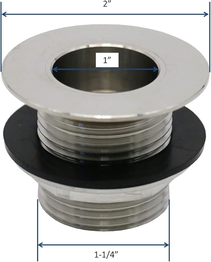 Stainless Steel Bar Sink Drain 1" Nominal Pipe Size (1" NPS Thread) for 1-3/8" Sink Opening