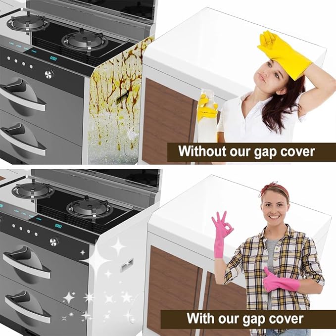Silicone Stove Counter Gap Cover,30 Inches (for 0.2-1 inch Gap) Extra Long Kitchen Range Gap Filler,Heavy 10 oz, Cut to Any Size 21&25 (Set of 2,Black)