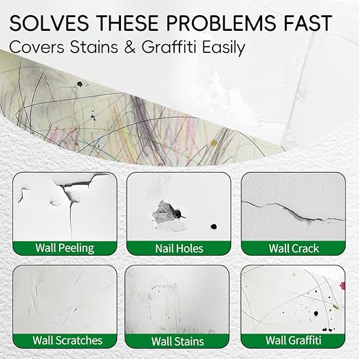 Wall Repair Paste Kit, 350g (12.35oz) White Drywall Spackle, Quick Mending Agent with Scrapers, Sandpaper, Odorless Wall Hole Filler for Cracks, Nail Holes, Dents, Scratches