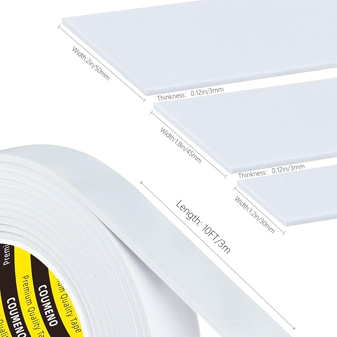 Single-Sided Adhesive EVA Foam Tape 1inX10FT,White Foam Weather Stripping,Door Seal & Window Insulation Tape,Waterproof Sound Proof Seal Strip for Doors,Windows,Garage Door & Gap Sealing