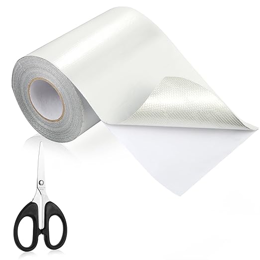 4.5Inch × 40FT RV Awning Repair Tape with Scissors, Outdoor Heavy Duty Repair Tape for Tarp, Tent, Boat Cover, Canvas, Sail Tape, Waterproof, UVproof and Heat-Resistant Tear Repair Pctch Kit