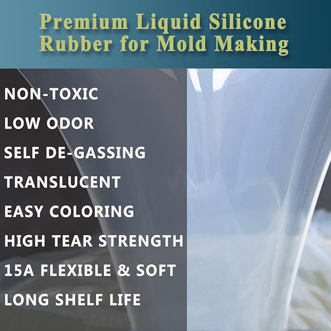 72oz Silicone Mold Making Kit 15A Platinum Liquid Silicone Rubber, Flexible, Translucent