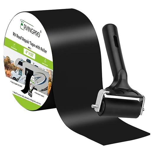 4 Inch x 50ft RV Roof Sealant Tape Black, Waterproof RV Roof Tape, Weatherproof & UV-Resistant Roofing Tape for RV, Camper, Trailer, Boat Roof Repair & Sealing