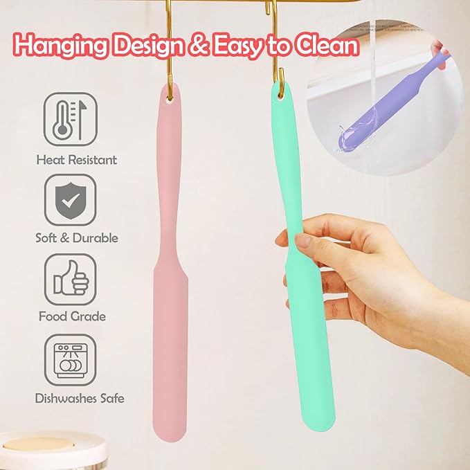 4Pcs Jar Spatula Silicone Long Scraper, Food-grade Cream Spatulas, Heat-Resistant Jam Spreader for Scraping Kitchen Baking Mixing Cake Butter