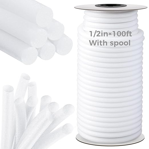 MotiMind 1/2 Inch x 100 ft Foam Backer Rod for Gaps Joints Concrete Crack Filler Caulk Saver Bulk Foam Backing Rod Concrete Filler Rope for Weather Stripping Door Seal (White)
