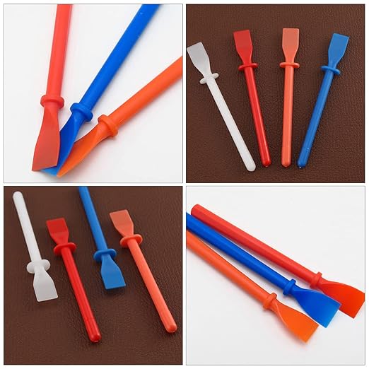 Healifty 6Pcs Silicone Glue Spreader Applicator Tool Kit, Flexible Plastic Adhesive Spatula Scraper Brush Set for Woodworking, Leather, Book Binding and Resin Crafts