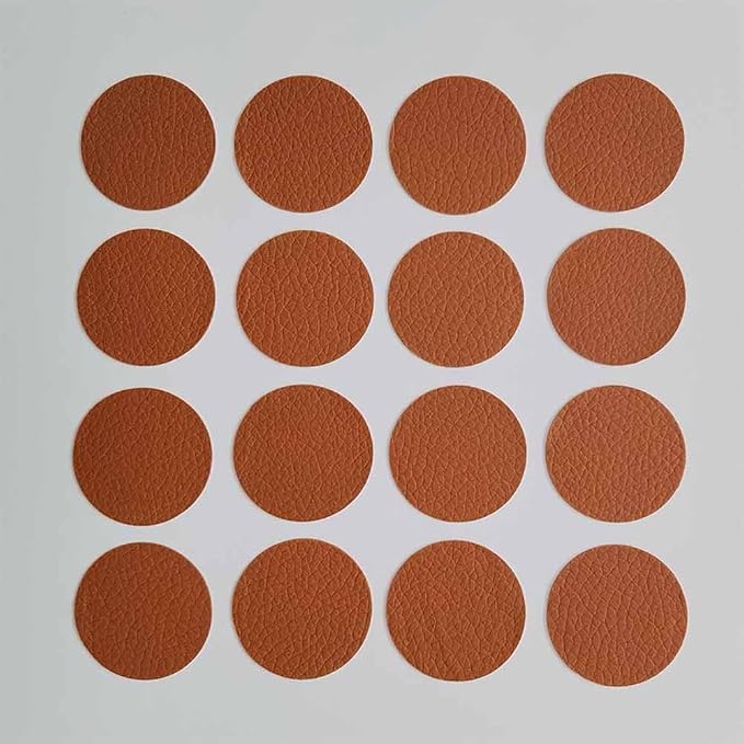 Round Leather Repair Patch for Furniture, Tape Self Adhesive for Couches Car Seat Sofa Jackets Handbags (OneSize,BrownYellow)