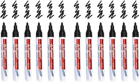 12 Pack Tiles Joint Repair Pens Tile Grout Line Marker Repair Pens Waterproof Water Based Ink for Kitchen Bedroom Wall Floor Tile Gaps (Black)