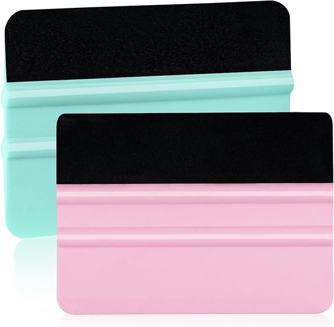 WRAPXPERT Vinyl Squeegee Tool,2 Pack Squeegees for Vinyls Pink and Teal,Felt Squeegee Vinyls Scraper Tool for Crafting Vinyl Application