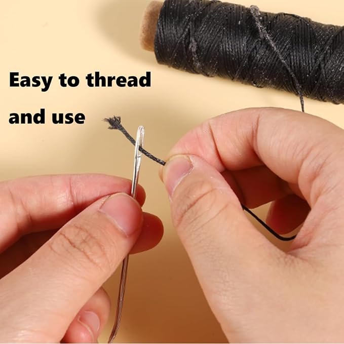 Leather Sewing Waxed, Dark Khaki Waxed Thread for Beginners Leather Craft DIY Supplies, Shoe Repairing, Jewelry Making (32.8Yards)