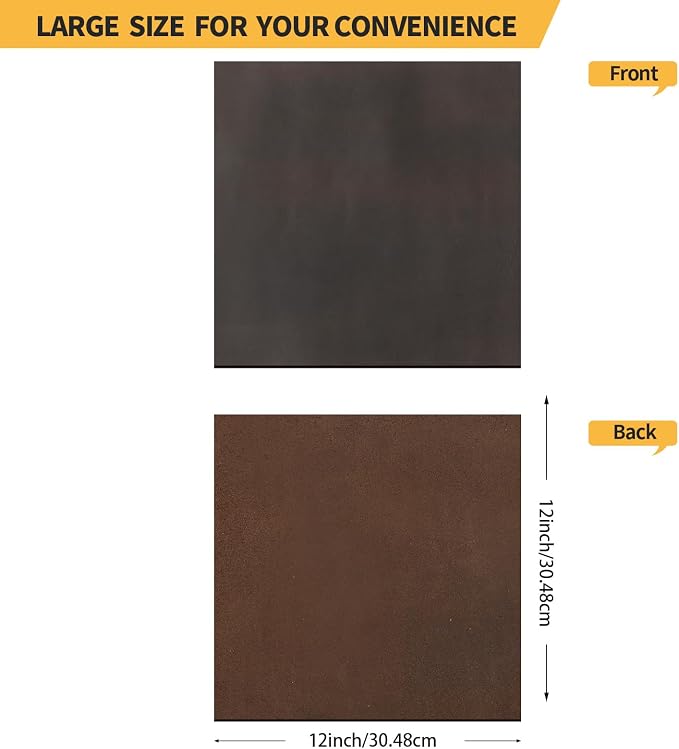RingSun Genuine Leather Sheets for Leather Craft (2mm), Full Grain Leather for Tooling Craft Sewing(12''X12'', Black Coffee)