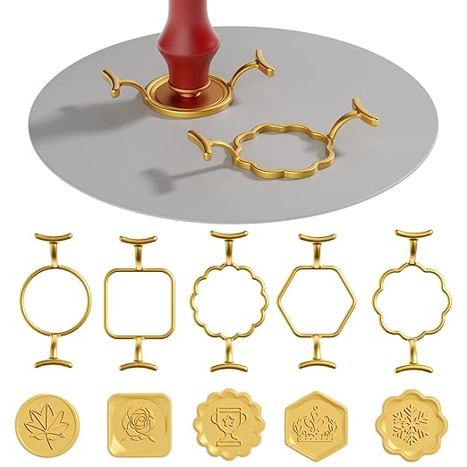 5PCS Metal Wax Seal Molds for 1 Inch Stamp, Rings Set with 1PC Silicone Mat, Sealing Kit