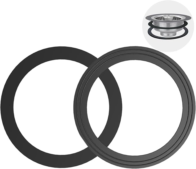 RQYEKDO 2PC Kitchen Sink Strainer Gasket Seal Rings， Fits Standard 3-1/2 inch Sink Drains,Garbage Disposal Rubber Seal Kit for InSinkErator 80032 Compatible Models, No Plumber's Putty Required (1Pack)