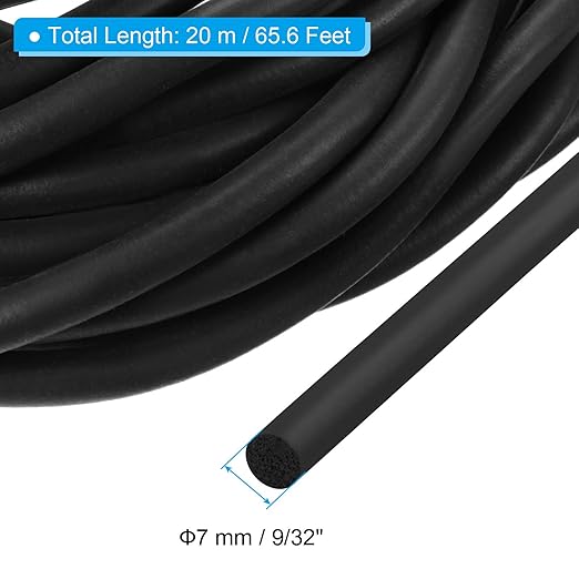 PATIKIL 9/32 Inch x 65.6 Feet Backer Rod, Foam Rope Caulk Crack Joint Filler Roll Seal Weather Strip for Home Construction, Black