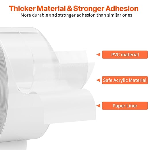 Dstorelhp 2 Rolls Clear Caulk Tape Waterproof Self Adhesive, Bathroom Peel and Stick Caulking Tape for Toilet Tub Shower Wall Trim, Easy to Install (1.5" x 10.5Ft)