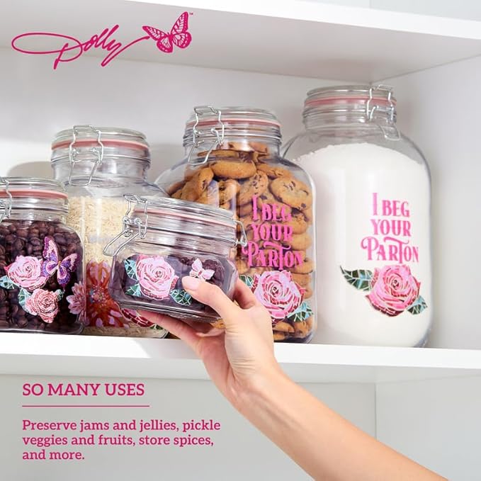 Dolly Parton Preserving Clamp Jar, 16.9 oz (500ml), Pink