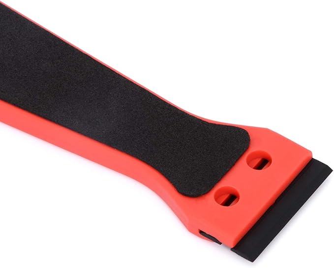 FOSHIO 6 Inch Plastic Scraper with 20 PCS Plastic Razor Blades, Scraper Tool for Sticker, Gasket, Label Remover (Red)