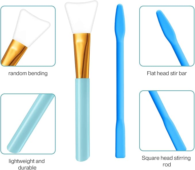 Patelai 12 Pcs Silicone Stir Sticks Kit, Silicone Epoxy Brushes, Stir Tool Sticks, Mixing Spoon, Scraper DIY Crafts Tools for Resin Epoxy Liquid Paint(Bright Color)