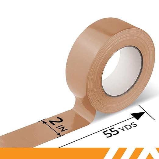GTSE Brown Duct Tape, 2 Inches x 55 Yards (164 ft), Heavy Duty, Waterproof Repair Tape for Indoor or Outdoor Use, 48 Rolls