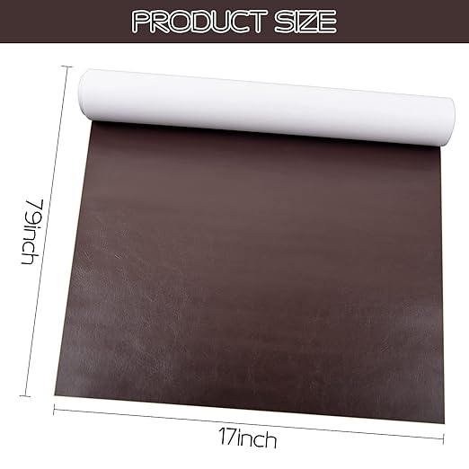 Leather Repair Patch 17X79 inch Large Self-Adhesive Leather Repair Tape, Reupholster Leather Patches for Furniture Couch Chairs Car Seat (Smooth Weave Brown, 17x79 inch)