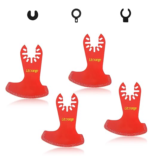 Litorange 4 Pcs Diamond Oscillating Blades, Swing Diamond Multitool Saw Blades for Grout Removal, Flush Cut, Cleaning Mortar