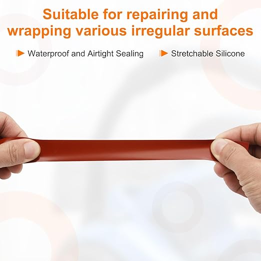 uxcell 2 Pcs Self Fusing Silicone Tape, 1" x 3ft Waterproof Water Leak Sealing Tape for Plumbing Pipe Hose Repair Handles, Red (0.5mm Thick)