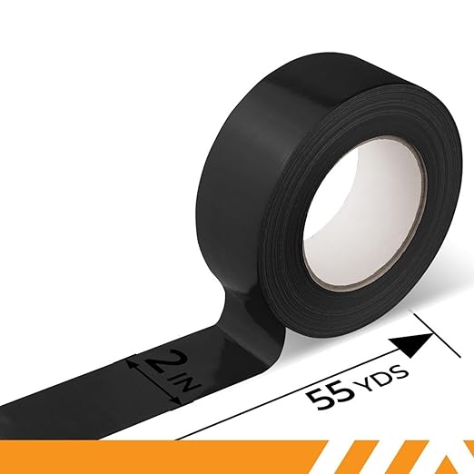 GTSE Black Duct Tape, 2 Inches x 55 Yards (164 ft), Heavy Duty, Waterproof Repair Tape for Indoor or Outdoor Use, 36 Rolls