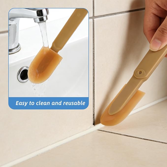 8 Pcs Rubber Caulking Tool Set,4 Sizes Reusable Spatula Spreader,Caulk Finishing Smoothing Applicator for Tiles,Bathroom,Kitchen,Floors
