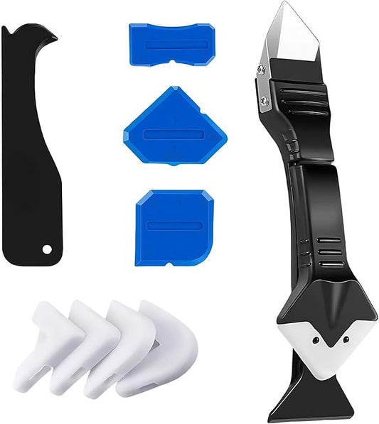 Silicone Caulking Tools Set, 3 in 1 Sealant Scrapers with Multiple Angles, Caulk Finishing Aids for Bathroom, Kitchen, Floor, Window, Sink Joint and Frames Sealing