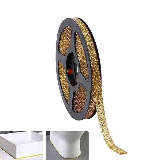 Caulk Tape Waterproof Self Adhesive,Bathroom Accessories Sealant Strip Caulk Strip Caulking Tool,Caulking Sealing Tape for Kitchen Countertop,Toilet,Windows,Decor (Colorful Gold, Planar)