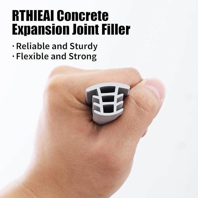 Flexible EPDM Rubber Strip (10 ft Long and 1/2 inch Wide) for Concrete Crack Repair and Replacement - Weather and Aging Resistant Expansion Joint Filler for Driveways and Sidewalks