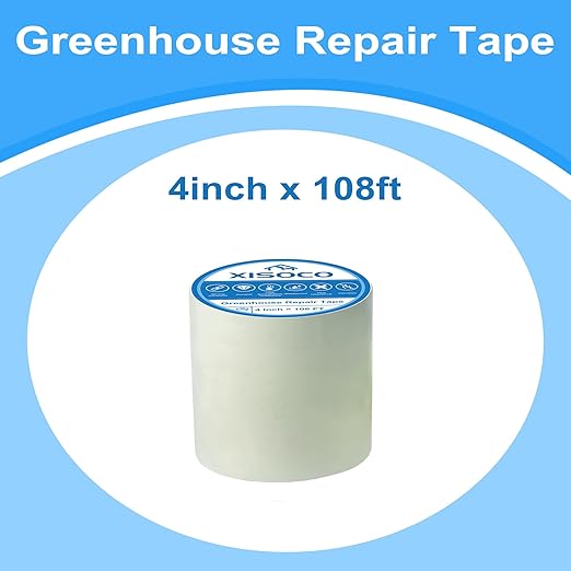 4Inch x 108FT Greenhouse Repair Tape, Greenhouse Tape Heavy Duty Waterproof, UV-Resistant Tent Clear Repair Tape Greenhouse Plastic Sheeting Coverings Film Tape for Sealing and Seaming