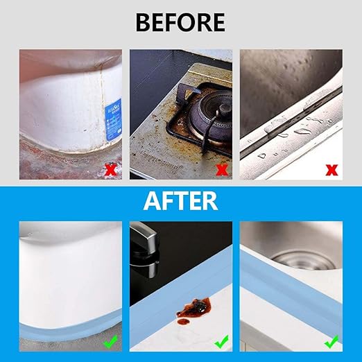 Bath & Kitchen Caulk Tape Sealant Strip, PVC Self-Adhesive Tub & Wall Sealing Tape, Shower Tile Sealer (Blue)