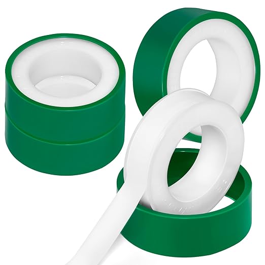 4 Roll Plumbers Tape, -374 to 536 Degree F Temperature Range, Teflon Plumbing Tape, High Density 0.45g/cm, Used for Water Pipes, faucets, valves, L 390 in x W 0.47 in³.Green