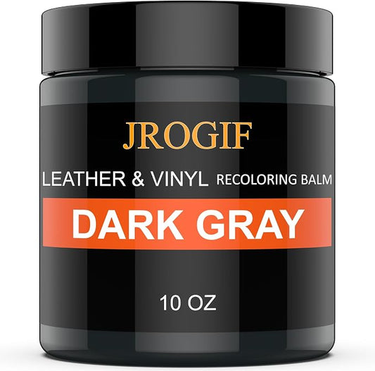 Leather Recoloring Balm, Leather Repair Kit for Furniture, Leather Dye Color Restorer for Couches, Leather Scratch Remover, Leather Paint for Furniture, Leather Couch Paint Repair (10 OZ DARK GRAY)