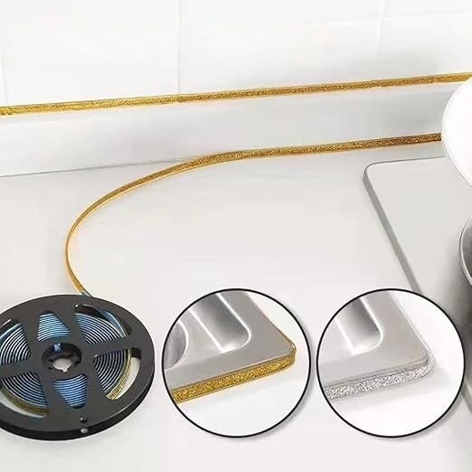 Ceramic Tile Gap Tape, Self-Adhesive Wall Gap Caulk Tape, 19.7Ft Caulking Strip Decorative Sealing Tape for Bathroom, Toilet, Bathtub and Kitchen (Black)