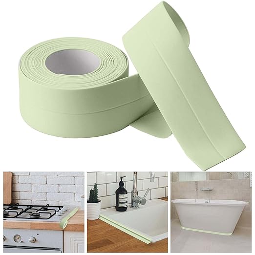 Bath & Kitchen Caulk Tape Sealant Strip, PVC Self Adhesive Tub and Wall Sealing Tape Caulk Sealer,Caulk Strip,sealant Tape,Shower Tile Sealer Adhesive sealant (Green)