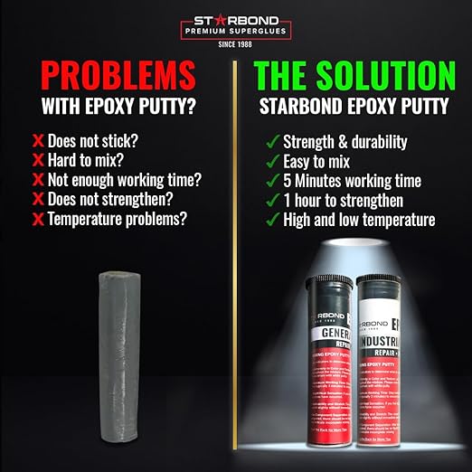 STARBOND Epoxy Putty Stick Bundle High-Temperature Resistance (White), General Purpose (Black), Best for Woodworking, Home, Plumbing, and Industrial Repairs, 2 oz